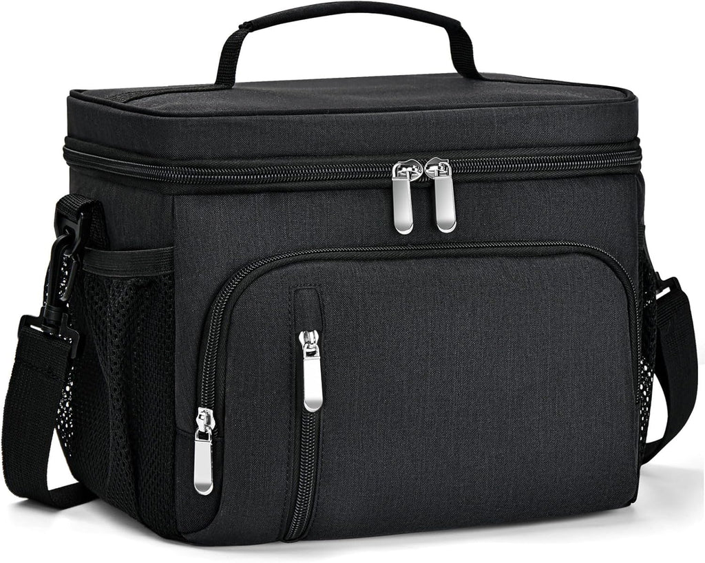 Skiennix Insulated Lunch Bag - 9L Leakproof Soft Cooler Tote with 5 Pockets | Black, Ideal for Work & Travel