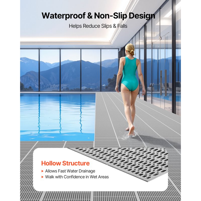 PVC Drainage Floor Mat 3x50ft Non-Slip Wet Area Roll for Indoor Outdoor Use