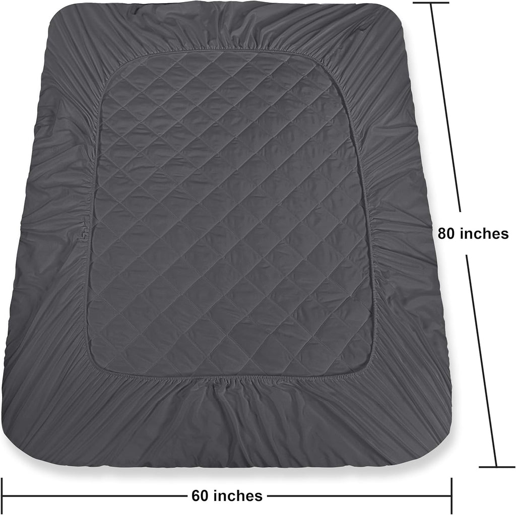 Utopia Bedding Quilted Fitted Mattress Pad - Queen Size, Elastic Cover, Machine Washable, Grey (Pack of 2)
