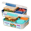 Sistema TO GO Bento Box Cubes | 1.65 L | School Lunch Boxes With Compartments & Snack Pots | BPA-Free | 2 Count | Minty Teal & Ocean Blue