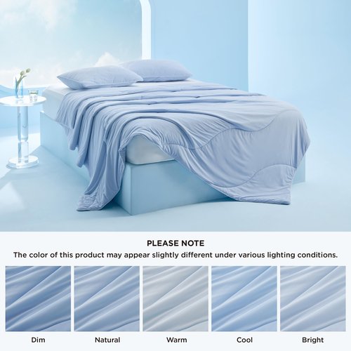 Bedsure Cooling Comforter Cal King Size, Cooling Blankets for Hot Sleepers, Q-Max>0.42, Breathable Cooling Blanket for Night Sweats, All-Season Lightweight Comforter (104"x96", Blue)