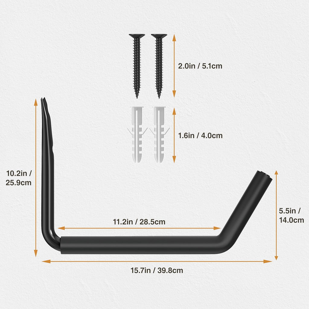 Niffgaff Heavy Duty Garage Storage Hooks - 120 LB Capacity Wall-Mounted Rack for Kayaks, Ladders & Bikes