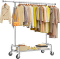 Raybee Heavy Duty Clothes Rack - 75" Extra Wide, 450 LBS Capacity, Lockable Wheels & 4 Hooks
