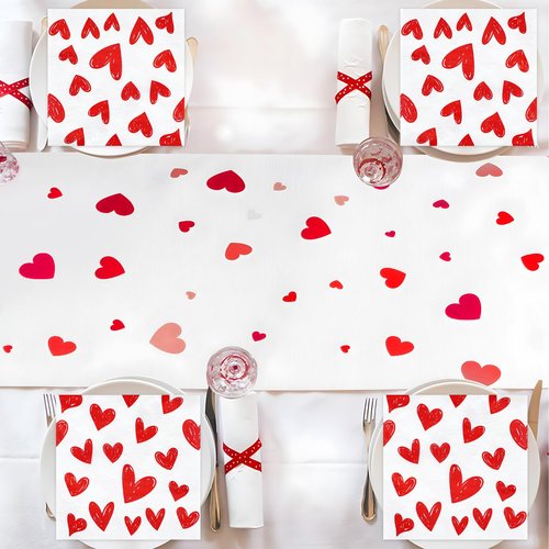 100 PCS Valentine's Day Cocktail Napkins Red Heart Disposable Dinner Napkin 3-Ply Valentines Hearts Paper Napkins for Valentine's Day Weddings Bridal Baby Shower Tea Birthday Party Supplies