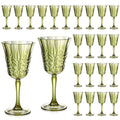 10oz Green Plastic Wine Glasses Goblets Stemmed Wine Glasses Set of 12 Shatterproof and Reusable Crystal Glasses Set for Wedding Reception Grand Event Party Ceremony (24, Green)