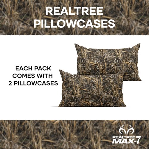 Northwest Realtree Pillowcase, Hunting Décor, Men's Bedding, Camouflage Cabin Sheets, Set 2-Pack, 20" x 28", MAX 7 Camo