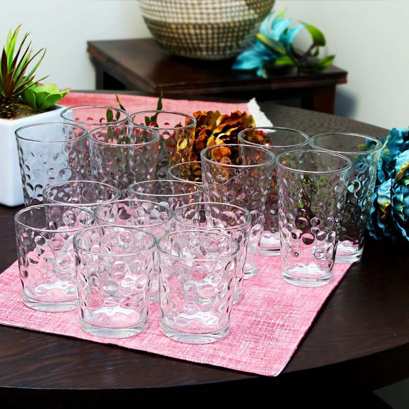 16-Piece Stackable Glassware Set with Bubble Pattern
