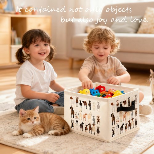 LADOCK Funny Goat Sheep Animal Storage Bins Box, Toybox for Girls Boys, Gifts for Goat Lovers Foldable Baskets Organizer with Handles for Bedroom Bathroom Home Clothes Toys Books