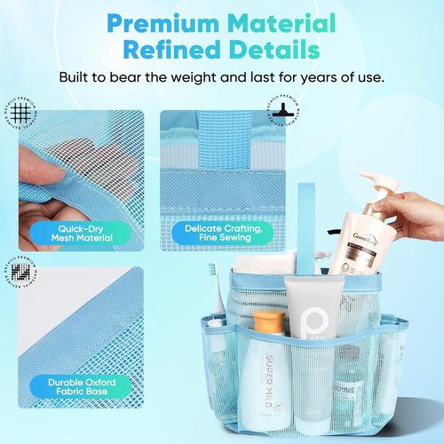 EUDELE Mesh Shower Caddy - Portable 8-Pocket Design for Quick Drying & Easy Cleaning | Ideal for Beach, Gym, Travel