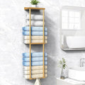 Liuoud Towel Rack - Wall Mounted Vertical Towel Storage Organizer with Shelf | Holds 6 Large Bath Sheets - Gold