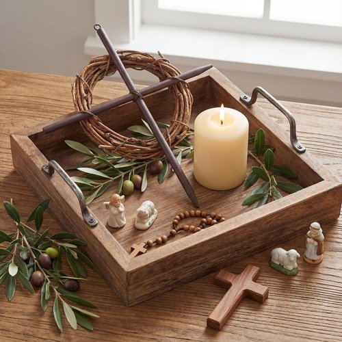 Dingion Mini Crown of Thorns Nail Cross Wreath - Rustic Christian Decor for Easter | 7-Inch Grapevine Design