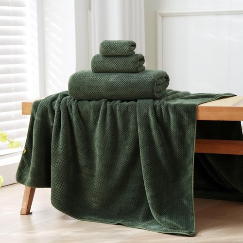 Akzpe 30x60 Inches Extra Large Bath Towels Set Super Soft Absorbent Luxury Microfiber Towels for Bathroom(Olive Green, 6PCS)