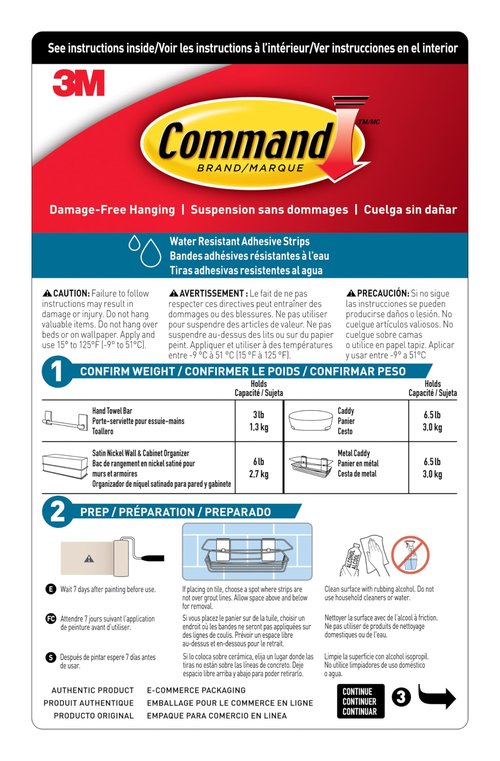 Command Shower Caddy with Water Resistant Strips, Organize Your Bathroom, Easy to Open Packaging Bathroom Decor