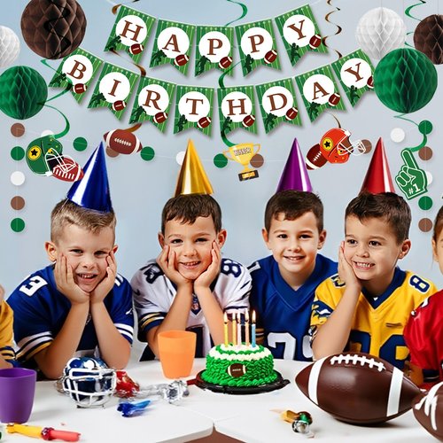 Football Party Decorations Football Hanging Swirl Decorations Football Football Birthday Banner Honeycomb Balls Circle Dots Garland for Football Season Game Day Tailgate Party Home Decor Supplies