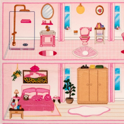 Rug&Play 4x6 Ultra Soft Pink Dollhouse Play Rug for Girls Room – Washable Non-Slip Area Rugs for Kid Bedroom & Kids Playroom Decor – Pink Princess Carpet for Girl & Toddler