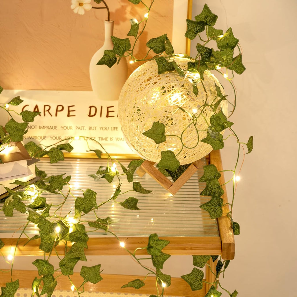 Skiennix 33ft LED Artificial Ivy Garland - 100 Fairy Lights for Home, Office & Garden Decor