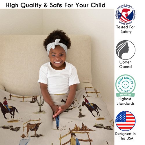 Sweet Jojo Designs Soft Toddler Blanket (Western Cowboy) for Boys, Children, Kids Throw Blankets 40x50in - Baby Swaddle Receiving Blankets Minky Fleece (Tan, Wild West, Southern Charm, Country, South)