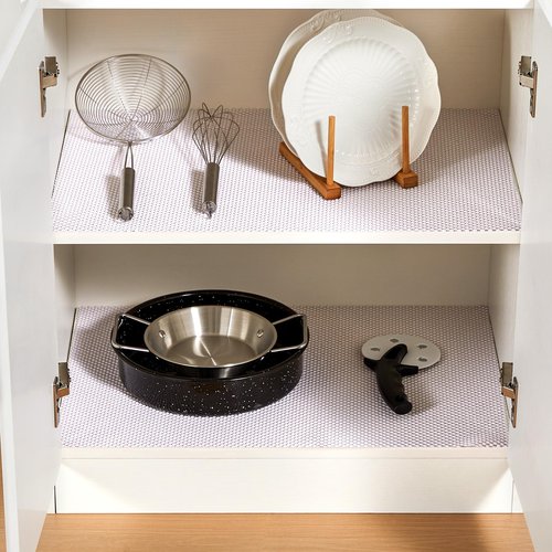 ALIUNI Shelf Liner for Kitchen Cabinet, Drawer Liners Non Slip Non Adhesive Thick Mat, Breathable Dresser Pantry Bathroom Protector, White, 20" x 360"