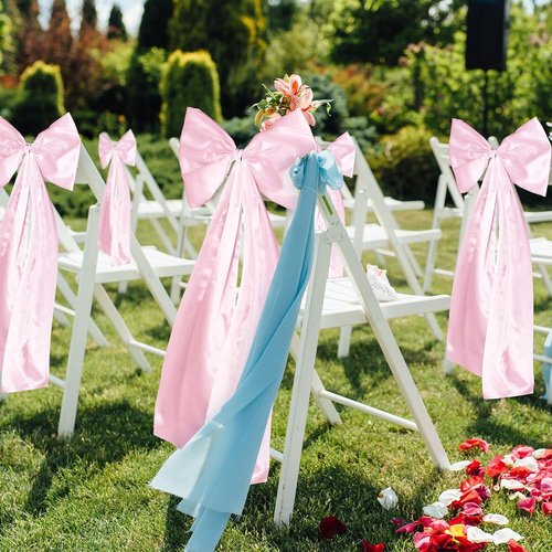 Knitgrip Large Wedding Pew Bows - Elegant Satin Ribbon Aisle Decorations | Pink, 12 Pcs, 12 x 29.5 Inch