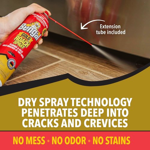 Bengal Gold Roach Spray - Odorless & Stain-Free Bug Control - Prevents Reinfestation for 6 Months - 11 oz