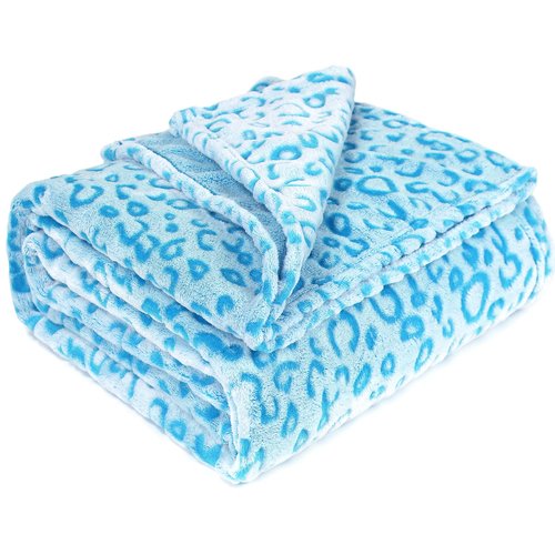 Leopard Blue Soft Blanket Couch Cozy Fleece Blankets Cute Small Blanket for Kids Teen Girls