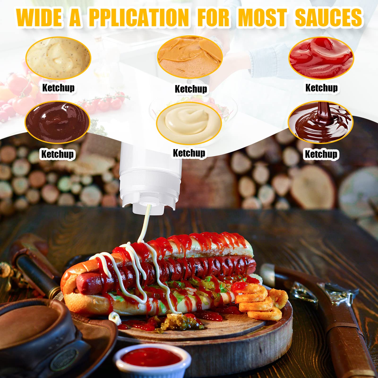 Roshtia 16 Pcs 16 oz Squeeze Bottle Condiment Squeeze Bottle Inverted Plastic Squeeze Bottle for Sauce Refillable Self Sealing Sauce Dispenser for Liquids Reusable Restaurants Kitchen(White)