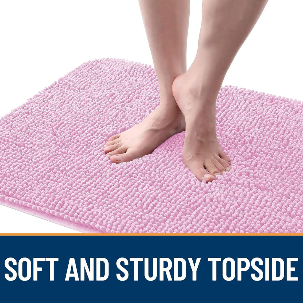OLANLY Dog Door Mat - Absorbent Non-Slip Mud Mat for Indoor Use | Quick Dry Chenille, 47x17, Pink