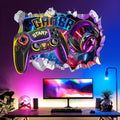 Decalmile Large 3D Gamer Controller Wall Decals - Video Gaming Joystick Stickers for Boys' Bedrooms & Playrooms