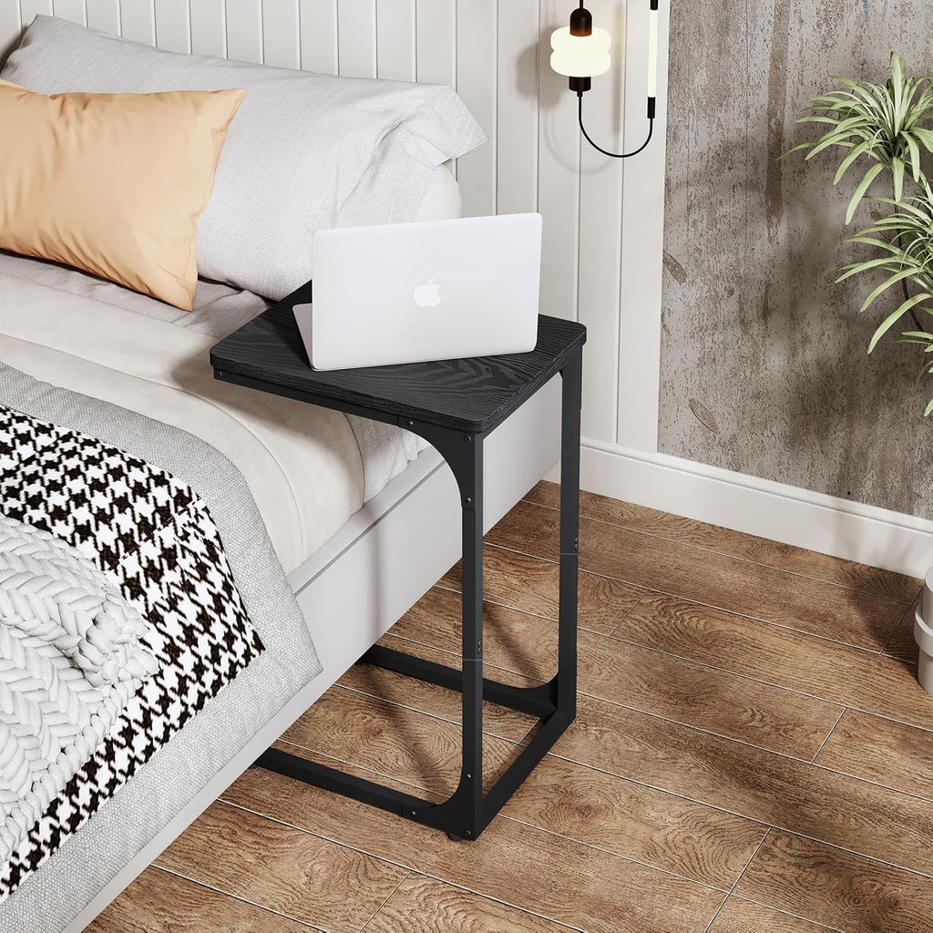 QEEIG C Table Set of 2 - Modern Black C Shaped Side Tables for Living Room & Couch