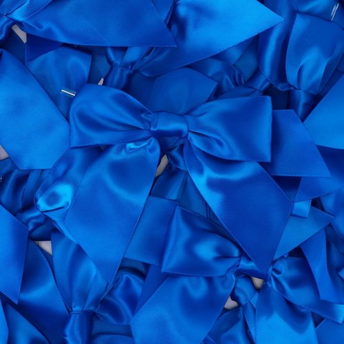 AIMUDI Royal Blue Satin Twist Tie Bows - Pre-Tied Gift Wrapping & Craft Bows | 36 Pcs for Baby Showers & Weddings