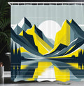 Ambesonne Lake Shower Curtain, Mid Century Modern Boho Art of Sunrise Scenery with Minimalist Mountains, Cloth Fabric Bathroom Decor Set with Hooks, 69" W x 70" L, Mustard Purpleblue White