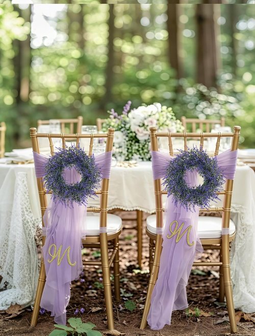 BLOSMON Lavender Centerpieces Wreath - 2pcs 13-Inch Purple Artificial Flower Candle Rings for Wedding Decor