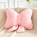 XVTRU Pink Bow Pillow, Soft Bow Decorative Pillows with Faux Rabbit Fur, Cute 12" Bow Throw Pillows, Aesthetic Home Decor Bow Shaped Plush Pillow for Bedroom Sofa Couch