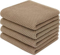 Homaxy 100% Cotton Waffle Weave Dish Towels - Ultra Soft & Absorbent | Quick Drying, 13 x 28 Inches, Tan, 4-Pack