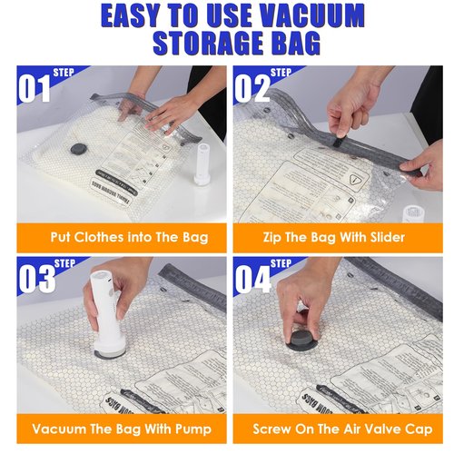 18 Pack Travel Vacuum Storage Bags with Rechargeable Wireless & Hand Pump, Portable Space Saver Bags for Travel & Home, Vacuum Compression Packing Seal for Clothes, Blankets, Seasonal Storage