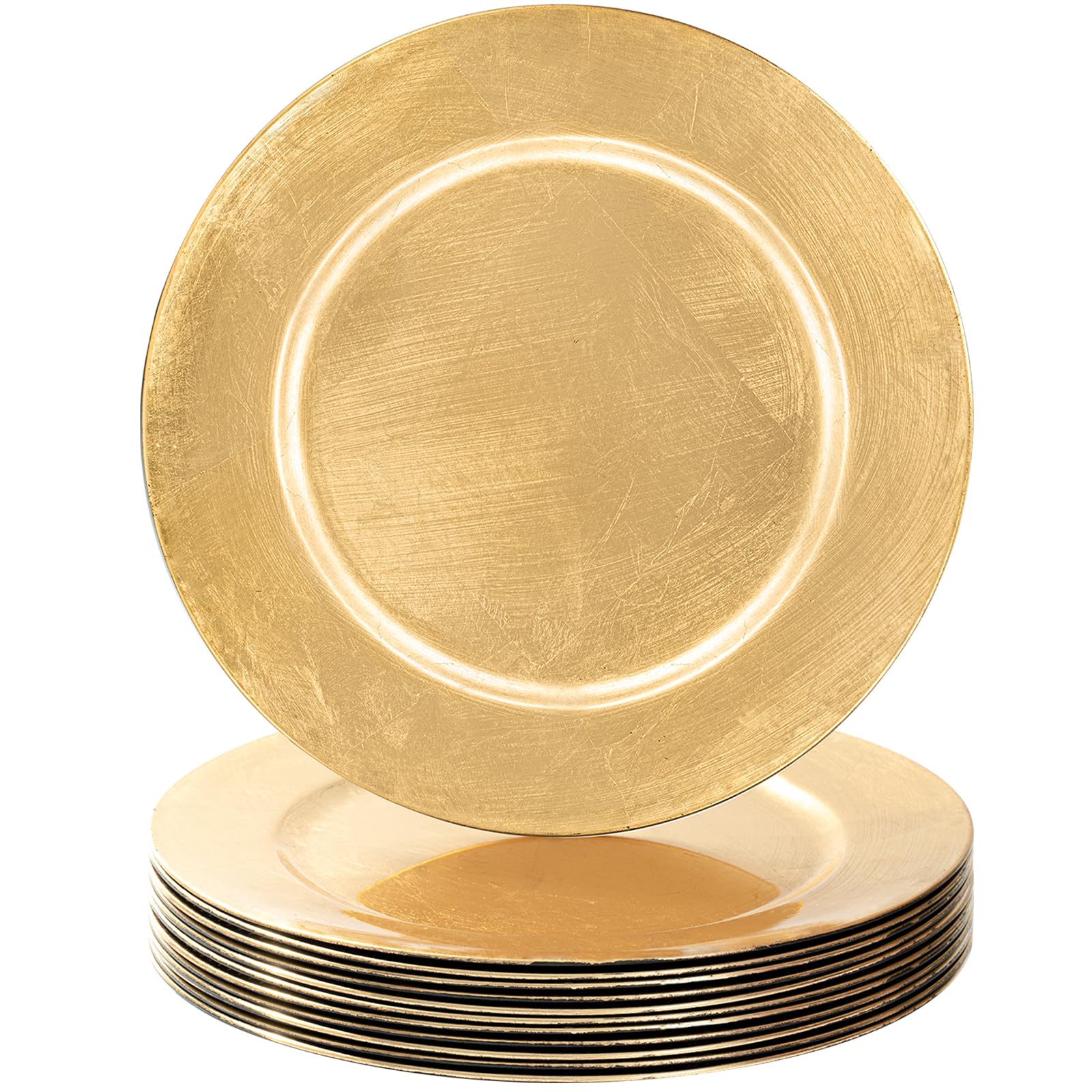 MAONAME Foil Gold Charger Plates Set of 12, 13" Plate Chargers for Dinner Plate, Plastic Round Chargers for Table Setting, Wedding Bulk