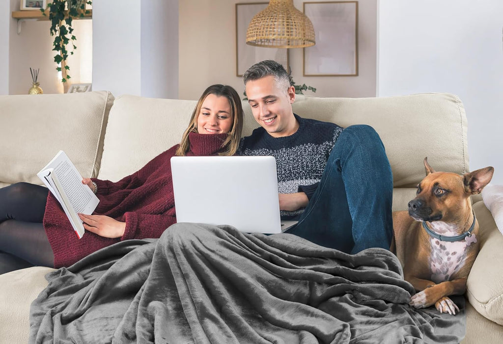 Utopia Bedding Fleece Blanket - Twin XL Grey 300GSM Luxury Soft Microfiber | Anti-Static Fuzzy Comfort (90x76 Inch)