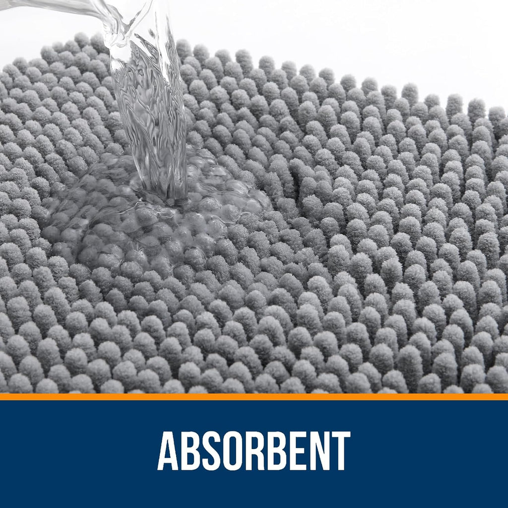 OLANLY Bath Rugs - Extra Soft Absorbent Chenille | Quick-Dry Rubber Backing, 34x21 Inches, Grey