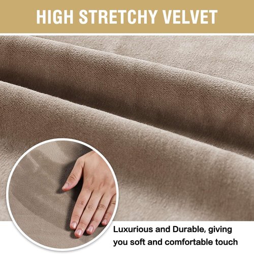 H.VERSAILTEX Dining Chair Covers - Stretch Velvet Slipcovers for Parson Chairs | Set of 4, Taupe