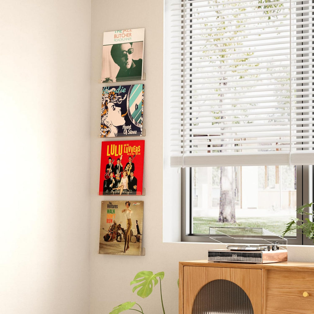 Upsimples Vinyl Record Wall Mount Shelves - 12" Clear Acrylic Album Holder for Stylish Display & Storage | Kids Bookshelf, Magazine Rack, Picture Ledge