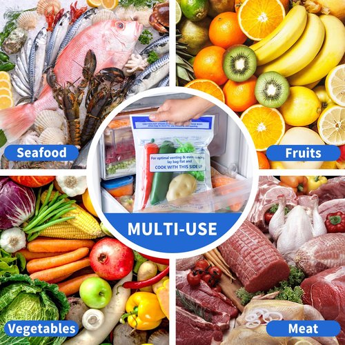 24 Pcs Microwave Steam Bags for Cooking 12 Medium and 12 Large Sizes Reusable Zipper Steamer Bags Microwave Steaming Bag for Vegetables Potatoes Meat Frozen Food (24)