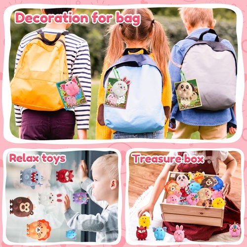 LUBUYILD Valentines Day Cards for Kids School - 24 PCS 3D Animal Pop Suction Toys with Valentines Cards, Cute Unique Class Exchange Gifts, Party Favors and Classroom Prizes for Boys Girls