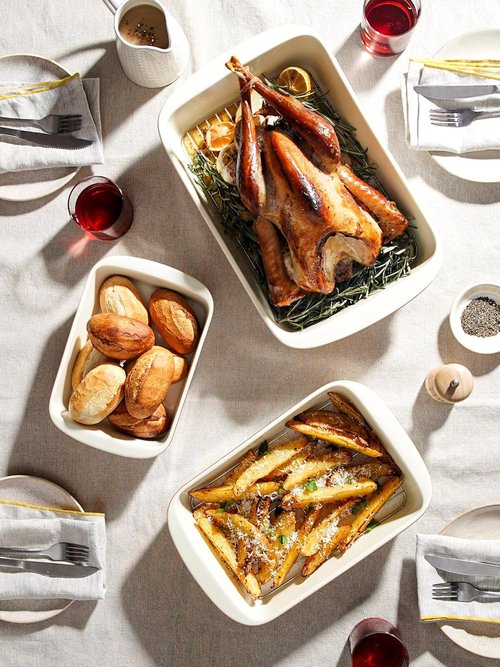 LE TAUCI Ceramic Baking Dish Set - Deep Casserole Dishes with Roasting Racks | Dusty Pink, 3-Piece Set (4.6QT/3.0QT/1.6QT)