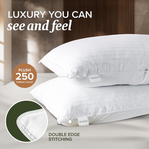 Beckham Hotel Collection Queen Size Pillows - Soft, Hypoallergenic Comfort | Set of 2