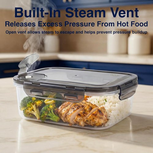 Compartmentalized Airtight Food Storage Containers by [Brand Name] - BPA-Free, 5-Pack with Vented Lids for Meal Prep (5.5 Cups Each)