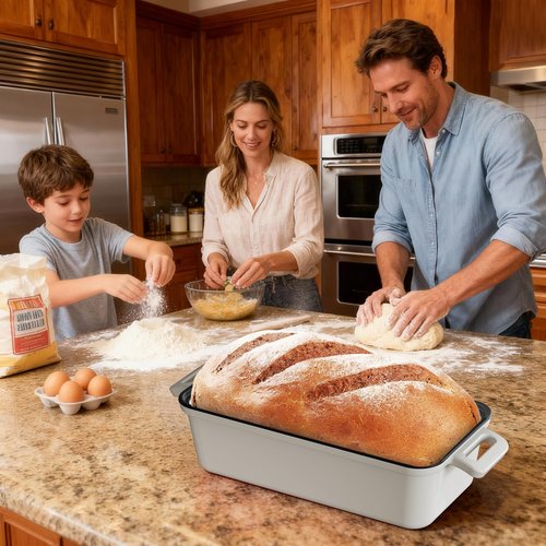 Tydanix 13x5 Enameled Cast Iron Loaf Pan with Lid – Bread Pan for Sourdough, Cake, Meatloaf, Even Heat, Nonstick, Easy to Clean, 2 Piece Set