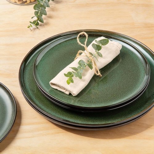 LERATIO Ceramic Dinnerware Sets for 4,Porcelain Plates and Bowls Sets,Handmade Reactive Glaze Dishes Set,Oven&Dishwasher & Microwave Safe,Service for 4