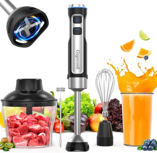 **Skiennix 5-in-1 Immersion Blender - 1000W Heavy Duty Motor, 21 Speed & Turbo Mode, Stainless Steel Blades**