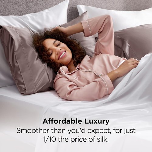 Bedsure Satin Pillowcase Set of 2 | King Size Dusty Rose Silky Pillow Cases for Hair & Skin - 20x36 Inches