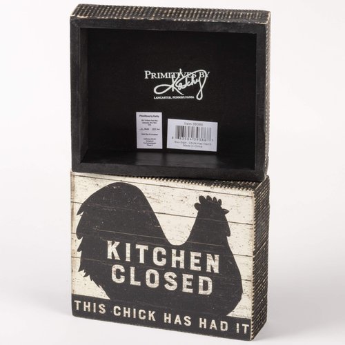 Primitives by Kathy 39386 Distressed Box Sign, Kitchen Closed , Black